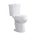 Two Piece Toilet 19 inch Chair Height Round Bowl, Top Dual Push, High Seat Toilet for Seniors, Compact Bathroom Toilet with Soft-Close Seat White