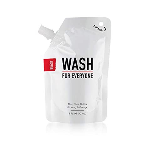 Beast Wash for Everyone Travel Size Pouch, 3oz - Gentle All-In-One Hand & Body Wash To Take With You