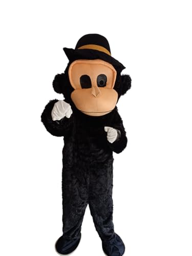 Image of BookMyCostume Monkey Don Cartoon Mascot Costume For Theme Birthday Party & Events | Adults | Full Size Adults,Black,Fleece