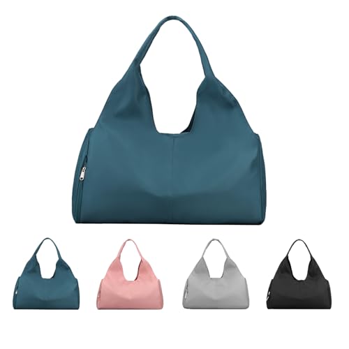 SIVENKE Gym Bag for Women Men with Shoe Compartment and Wet Pocket Weekender Travel Bag Leisure Handbag Foldable Shopping Duffel Tote Bags for Fitness Swimming Yoga Sports Navy Blue