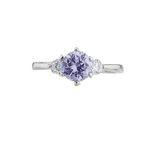LUX ACCESSORIES IR Silvertone Cz 925 Tanzanite Round Single Prong Ring Sz 7