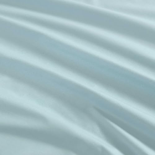 Image of Martha Stewart - Twin Size Sheets Set, Crisp & Tailored Cooling Sheets w /a Naturally Smooth Cotton Percale Lightweight Feel - Bed Sheets with Matching Pillowcase & Fitted Sheet (Skylands Solid Blue)