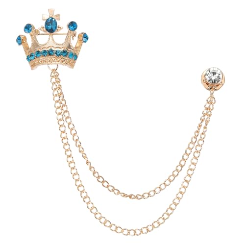 Image of PATIKIL Crown Hanging Chain Brooch Pins | Rhinestone Suit Pins Fashion Crystal Lapel Pins for Women Men