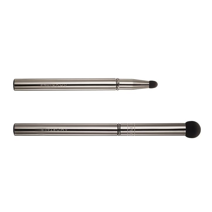 BeautyMall 1 Pack of Ermutao Double Size Concealer Sponge Brush Makeup Brush, Conceals Pimple Dark Spot Precise Removable Concealer Brush With 2 Replacement Heads., silver