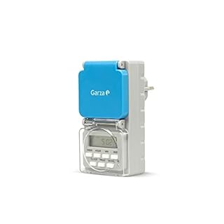 Garza - Spina digitale IP44 per esterni, timer settimanale 24/7, 8 programmi on/off, modalità casuale, protezione bambini, display LCD, 3680W 16A