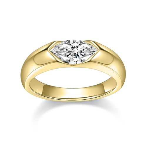 MINDDHA 14K Gold Plated Rings- Chunky Cubic Zirconia Simulated Diamond Stackable Rings Eternity Bands/Silver Rings, Gold Rings for Women- 4mm Band Size 4-12