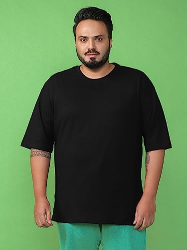 Image of Bewakoof Men's Solid Round Neck Half Sleeve Oversized T-Shirt