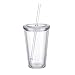 Urijk Gobelets Verres à infusions en Plastique avec Couvercle et pailles Double Isolation réutilisables Boissons glacées et Froides Récipient Transparent pour Boissons de 500ml/650ml(A:500ML)