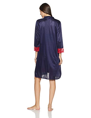 Clovia Women's Satin Knee Length Regular Fit Sleepwear (NSM294P08O_Blue_Free Size) - Image 2
