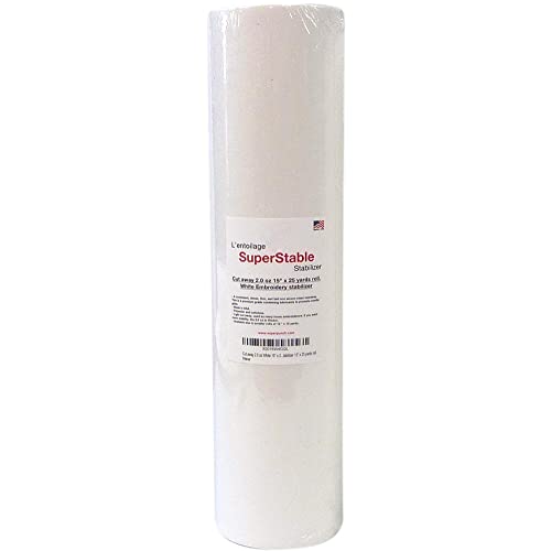 Superpunch Cutaway 2.0 Oz Stabilizer For Embroidery Machines - 15" X 25 Yards Roll, White Superstable Machine Embroidery Stabilizer Backing, Cut Away Embroidery Stabilizers, Made In Usa #TOP22