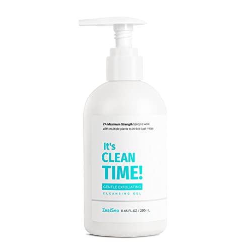 Zealsea 2% limpiador de libre de aceite BHA exfoliante facial aha limpieza de poros acné gel limpiador facial ayuda a eliminar acné, piel aceitosa control de piel sensible 8,45 Oz