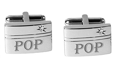 Mancuernillas de Plata Estrella CZ Personalizadas miniatura 1