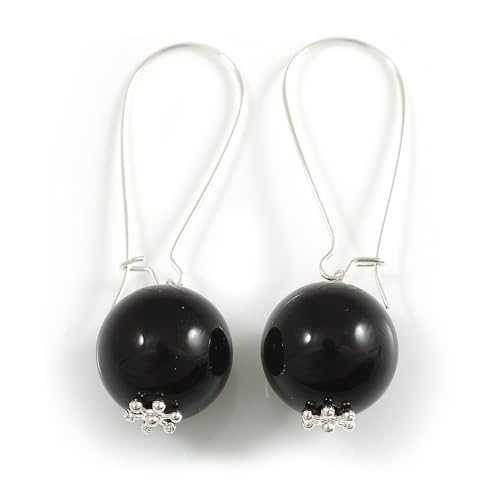 Boucles d'oreilles rondes noires acrylique 60mm style moderne et leger