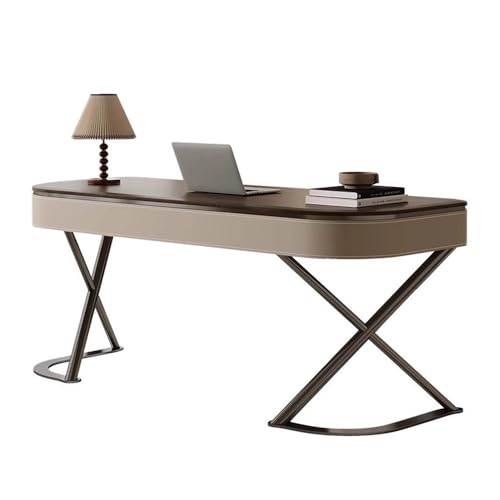 FAJNUZI2024 コンピューターデスク モダン レトロ ライティングワークスタディステーション 広々としたホームオフィス エグゼクティブテーブル 安定したX字型スチールフレーム(M)