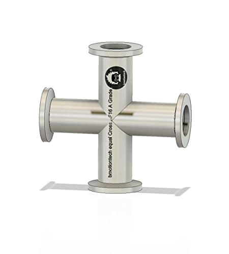 Image of bmotiontech Superior Grade - Cross 4-Ways KF16 Flange Vacuum Adapter, All Ends with KF-16 (NW-16) Flange, Made of Stainless Steel 304, for high Vacuum (KF16 Cross)