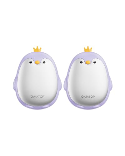 Gaiatop - Calentadores de manos magnéticos recargables, 2 paquetes, 3 ajustes, lindo pingüino de bolsillo, calentador eléctrico portátil reutilizable de manos rápidas y calientes para acampar, caza