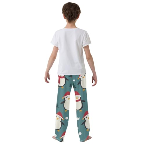 ZZXXB Penguin Pine Tree Snow Boys Long Pants Soft Trousers Elastic Waist Kids Lounge Bottoms with Pockets S-XL3