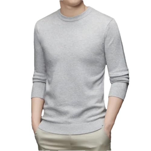 Men's Round Neck Long Sleeved Solid Sweater Soft Comfortable Casual Business Wool Sweaters