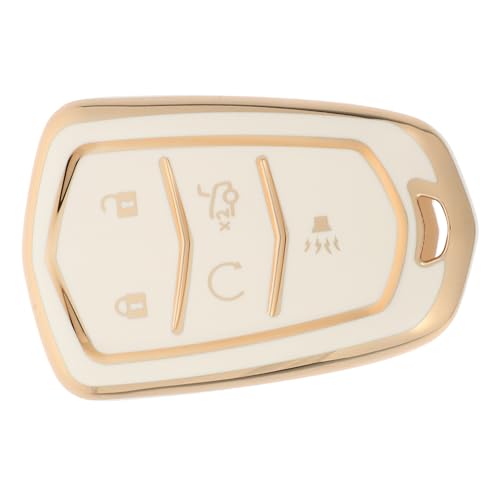 Zerodeko Car Key Fob Cover Key Fob Holder Protective Case Splashproof Dirtproof Soft Touch Compatible with Cadillac White Model Easy Cleaning