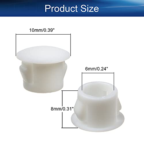 Image of Heyiarbeit 100pcs Hole Plugs 5 /16 inch / 8mm Nylon Plastic Round Snap in Type Locking Hole Tube Furniture Fencing Post Pipe Insert End Caps White Tone