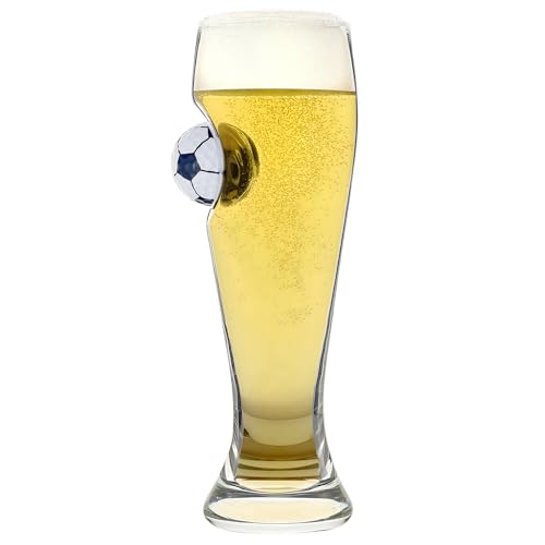 Bar Bespoke Calcio Pilsner in vetro, 24 cm di altezza, capacità 400 ml, in cristallo, in resina sospesa