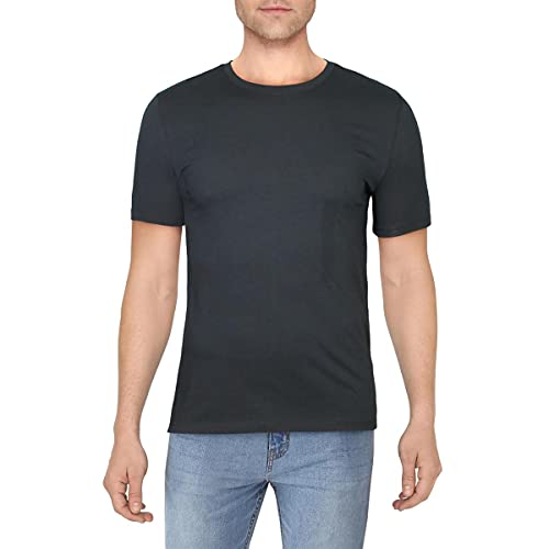 Perry Ellis Men's Core Crew Neck Pima Tee, Solid Soft, Stretch Fabric, Breathable, Lightweight Short Sleeve T-shirt for Men, black, X-Large