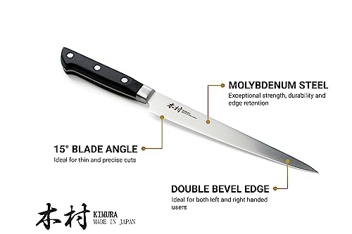 Image of Kimura Slicer Knife, [Made in Japan], 8 inch Professional Chef Knife, Ultra Sharp High Carbon Molybdenum Stainless Steel Kitchen Knives, Chefs Knife with Ergonomic Handle - Japanese Carving Knife
