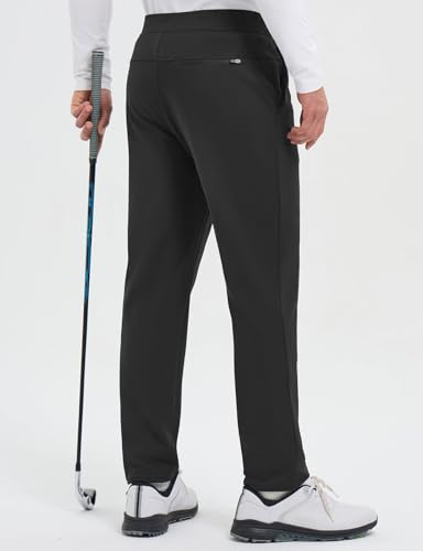 baleaf Men's 30" Fleece Lined Golf Pants Warm Winter Stretchy Casual Business Travel 3 Pockets3