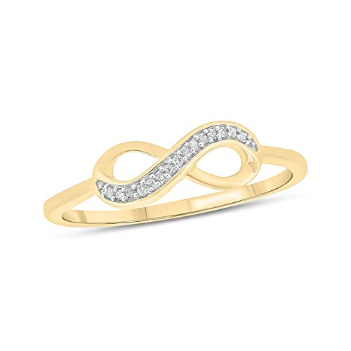 Cali Trove 1/20cttw Diamond Infinity Ring for Women in 10K Yellow Gold | Promise Ring with Round White Diamond Accents | Mother's Day Gift | Yellow Gold Jewelry with Infinity Sign for Women 6