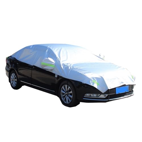 Opuweiy Car Half Cover Oxford Summer Rainproof Sunshade Cover All-season Thickened Car Roof Protector Universal for Sedans (Silver)