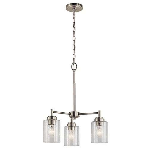 KICHLER Winslow 15.25" 3 Light Mini Chandelier with Clear Seeded Glass in Brushed Nickel