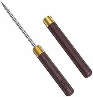 Stainless Steel Ice Pick with Safety Cover, Pick Tool for Breaking Ice, Non-slip Wooden Handle for Easy to Grip, 9 Inches Length
