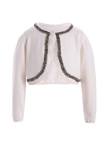Kids Girls Long Sleeves Open Front Bolero Shrug Knitted Jacket Cropped Sweater Tops Outerwear Fall Winter
