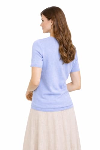 Image of State Cashmere Women's Essential Short Sleeve Crewneck Sweater 100% Pure Cashmere Classic Tee Pullover