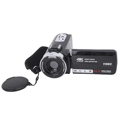 Tbest Videocámara 4K Videocámara Profesional 80MP HD Pantalla Giratoria de 3 Pulgadas Grabadora Digital con Zoom 18X con Flash LED Transmisión WiFi para Viajes Vlogging Creación de