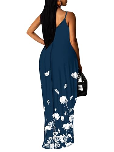 Image of SUZONANA Women Plus Size Summer Maxi Dress Spaghetti Strap Loose Sundress