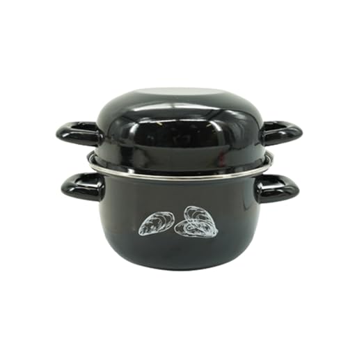 Fackelmann Marmite à Moules en Acier Émaillé Noir - Cocotte Individuelle pour Coquillages -...