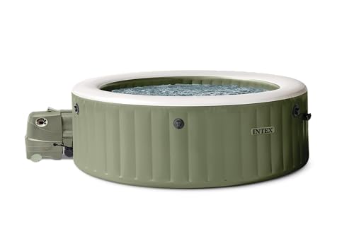Intex 28412NP - Idromassaggio Gonfiabile Rotondo PureSpa Bubble Massage, 8 Posti, 170 Getti, PVC, Verde, 236x71 cm