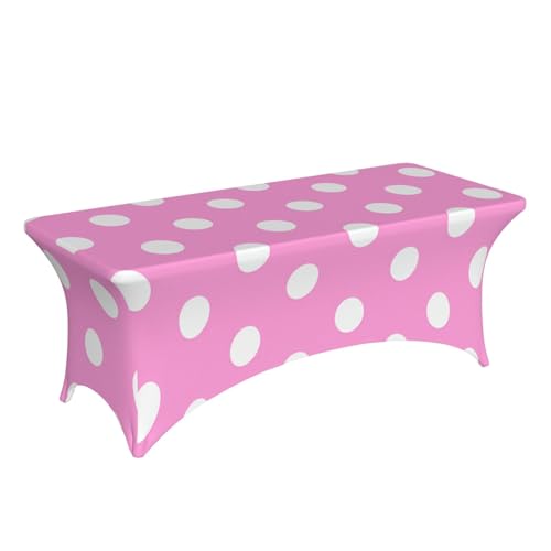 Nappe extensible anti-vent élasthanne pois roses table rectangle - 4