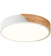 Vikaey Modern Dimmable LED Ceiling Light, Minimalist Wood Style 5CCT 2700K-6000K Flush Mount Ceil...