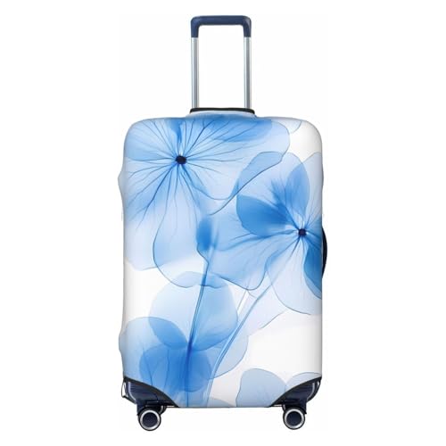 Blue Floral Elastic Travel Luggage Cover, Washable Spandex Suitcase Protector, Anti-Scratch Fits 18-32 Inch