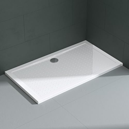 Mai & Mai Plato de ducha 90 x 140 cm, antideslizante, acrílico, en blanco, forma: rectangular, 4 cm de altura, Lucia