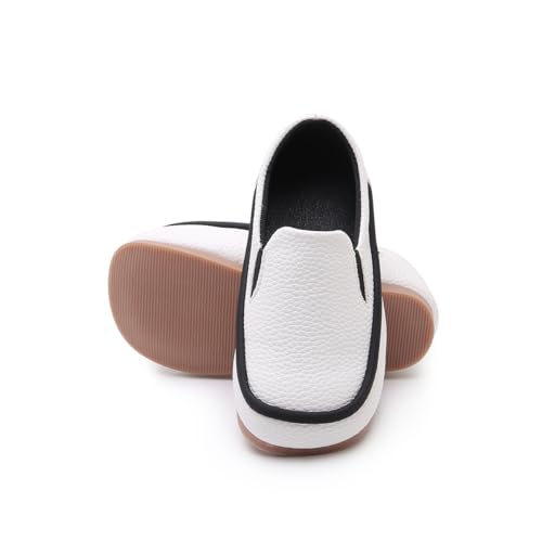 Image of SOFMUO Toddler Boys Girls Loafers Slip On Little Kids Oxford Dress Flats Casual Boat Shoes School Uniform Moccasin Daily Walking Shoes