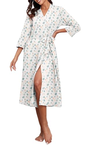 Image of PrinStory Womens Robe Long Knit Bathrobe Lightweight Soft Robes Ladies Bath Robe