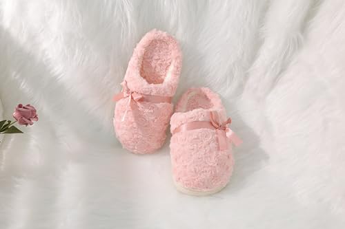 DCLTD Fluffy House Slippers for Women Flower Bedroom Shoes Cozy Warm Slip on Indoor and Outdoor Winter Shoes Super Soft Rose Slippers Christmas Gifts3