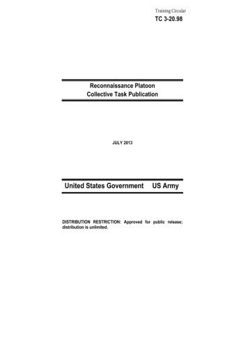 Training Circular TC 3-20.98  Reconnaissance Platoon Collective Task Publication  July 2013