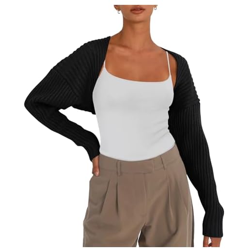 LILLUSORY Womens Cropped Cardigans Bolero Shrug Fall Sweater Cute Tops Fashion Trendy Long Sleeve Outfit Y2K Clothes Black S