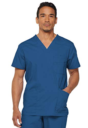 Image of Dickies Mens V-Neck Scrub Top with 5 Pockets - Medical & Nursing Uniform Shirt, Side Vents - 81906