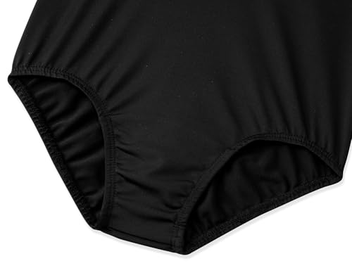 Gymnastics Leotards for Girls Toddler Ballet Dance Tumbling Outfits 9 10 Kids Short Sleeve Gymnastic Biketard with Shorts Sparkly Dancwear Unitards Clothes Bodysuit (Black, 10Y)