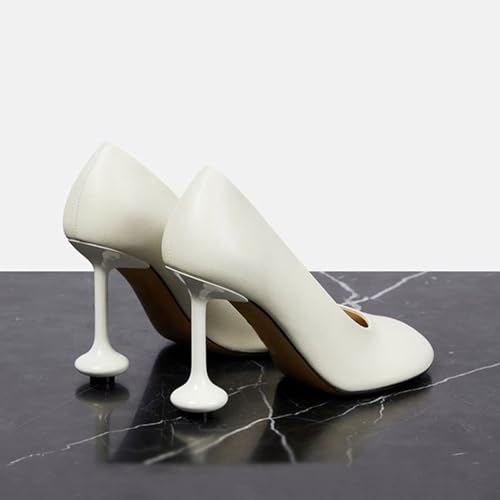 Sexy White Women's Fashion Strange Style Heel Stiletto Pumps, Elegant Round Toe Sweet Extreme High Heels for Party, Banquet and Fashion Show,8,White2